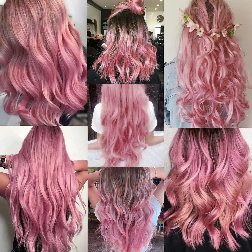 Pink Pop Clip-In Hair Extensions – Fun Highlights (5-Piece Set) - Glamorize Hair & Beauty 