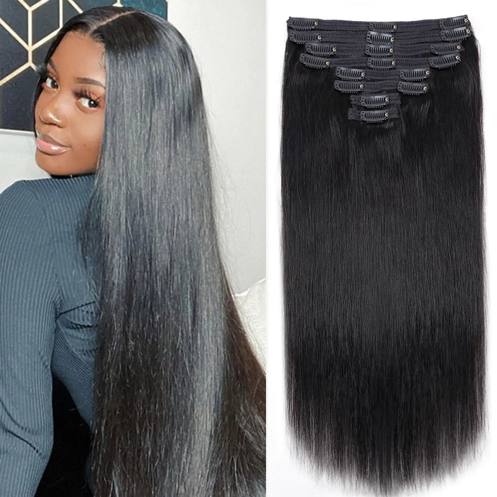 Silky Seamless Clip-In Extensions – 100% Real Human Hair - Glamorize Hair & Beauty 