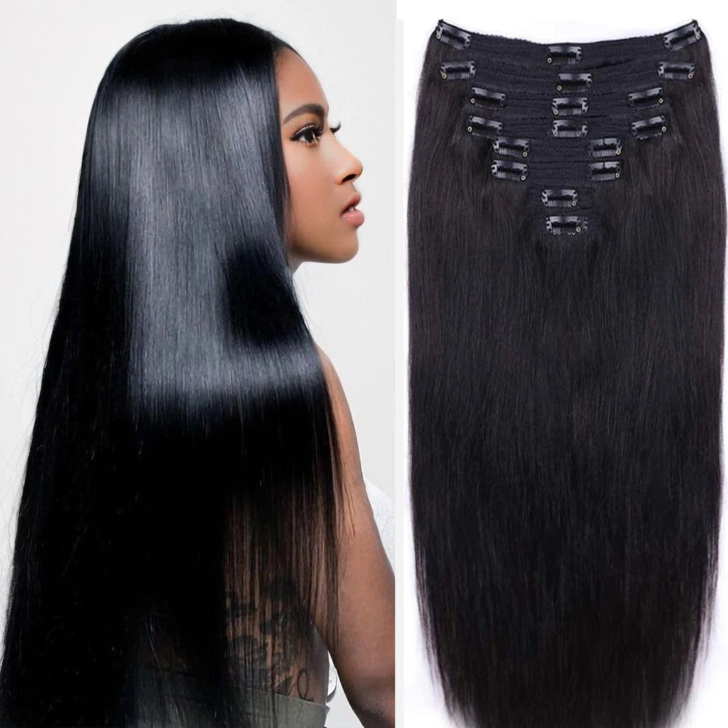 Silky Straight Clip-In Extensions – 100% Brazilian Virgin Hair - Glamorize Hair & Beauty 