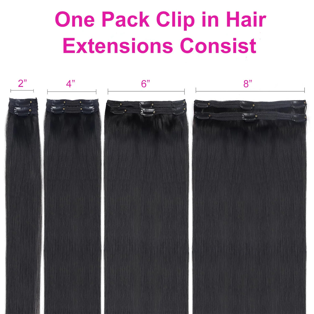 Natural Straight Clip-In Extensions – 100% Brazilian Virgin Hair - Glamorize Hair & Beauty 