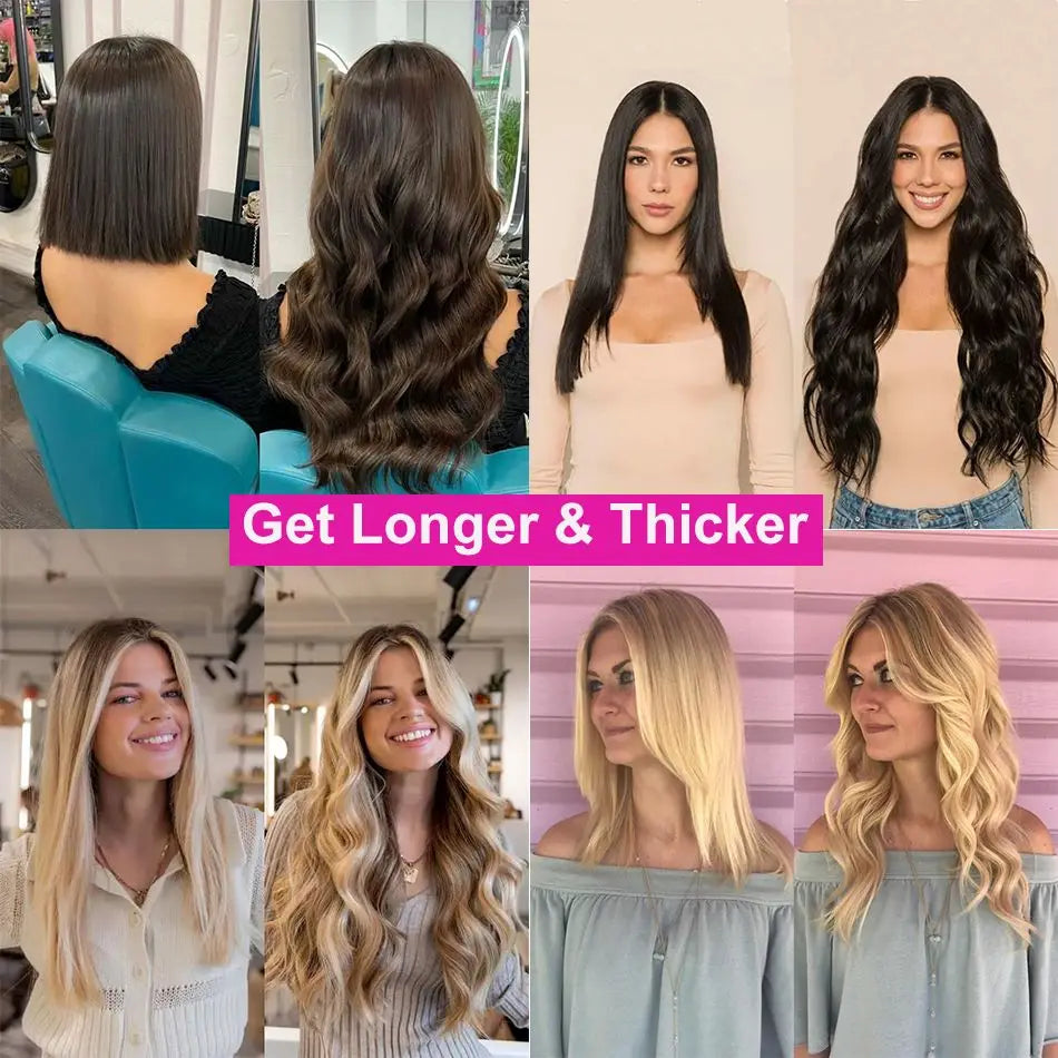 Natural Straight Clip-In Extensions – 100% Brazilian Virgin Hair - Glamorize Hair & Beauty 