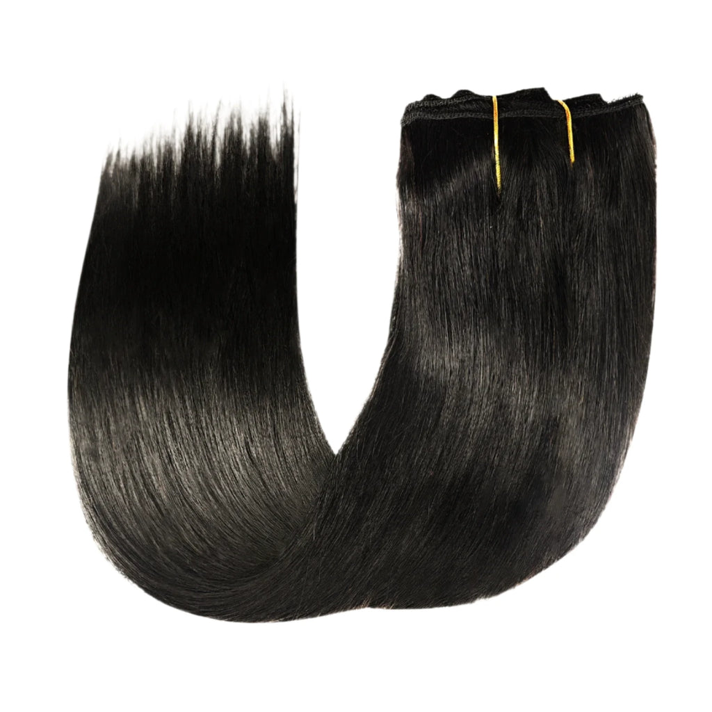 Sleek Straight Clip-In Extensions – Brazilian Remy Human Hair - Glamorize Hair & Beauty 