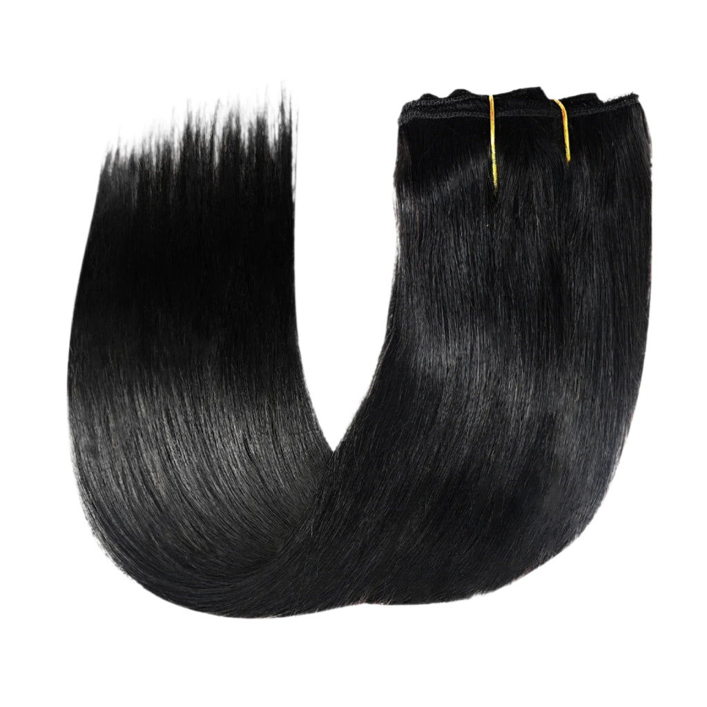 Sleek Straight Clip-In Extensions – Brazilian Remy Human Hair - Glamorize Hair & Beauty 