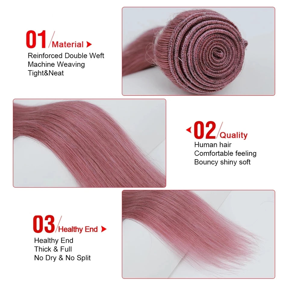 Blush Sleek Brazilian Straight Hair Bundles – Pink Remy Human Hair Extensions - Glamorize Hair & Beauty 