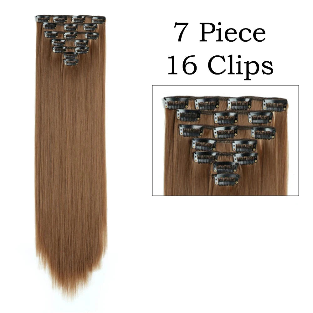 Sleek Luxe 24" Clip-In Straight Hair Extensions - Heat Resistant Glam Look - Glamorize Hair & Beauty 