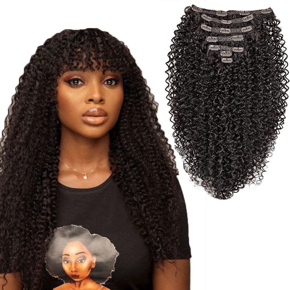 Afro Kinky Curly Clip-In Extensions – Full Head 26" Voluminous Hairpiece - Glamorize Hair & Beauty 