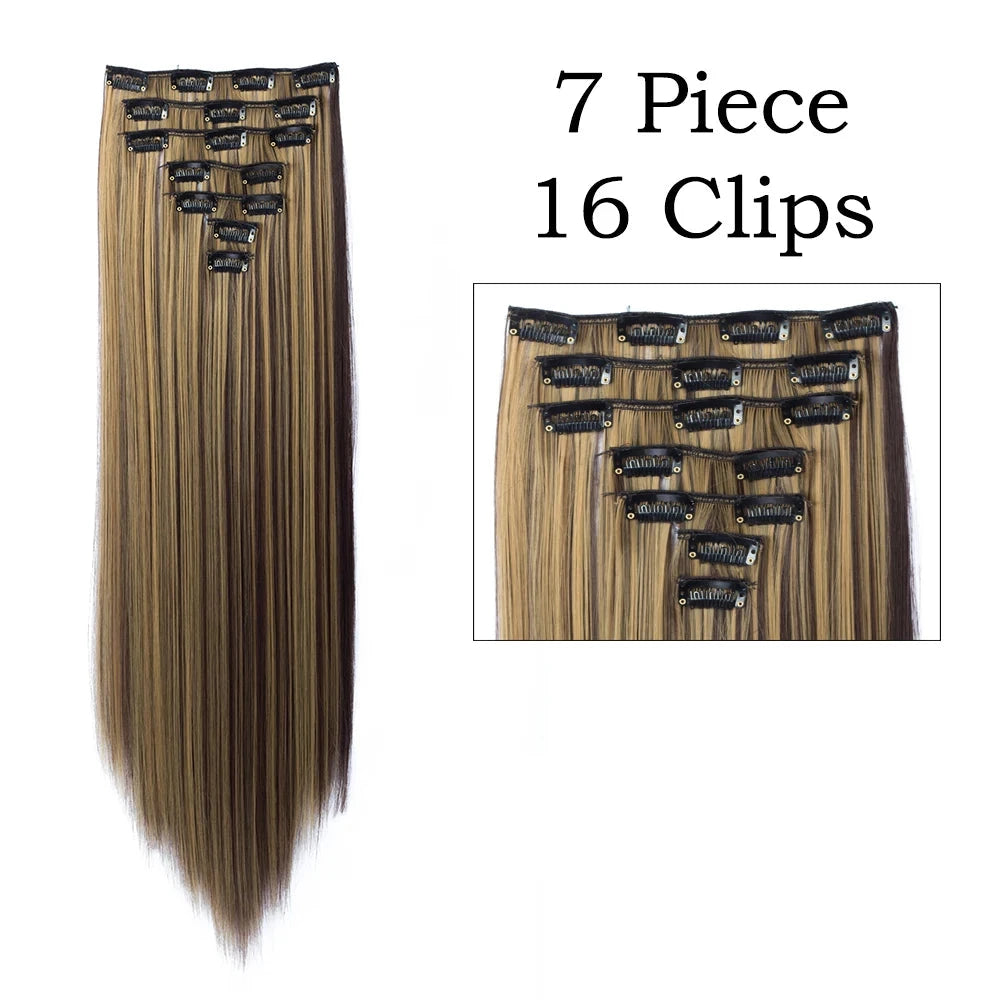 Sleek Luxe 24" Clip-In Straight Hair Extensions - Heat Resistant Glam Look - Glamorize Hair & Beauty 