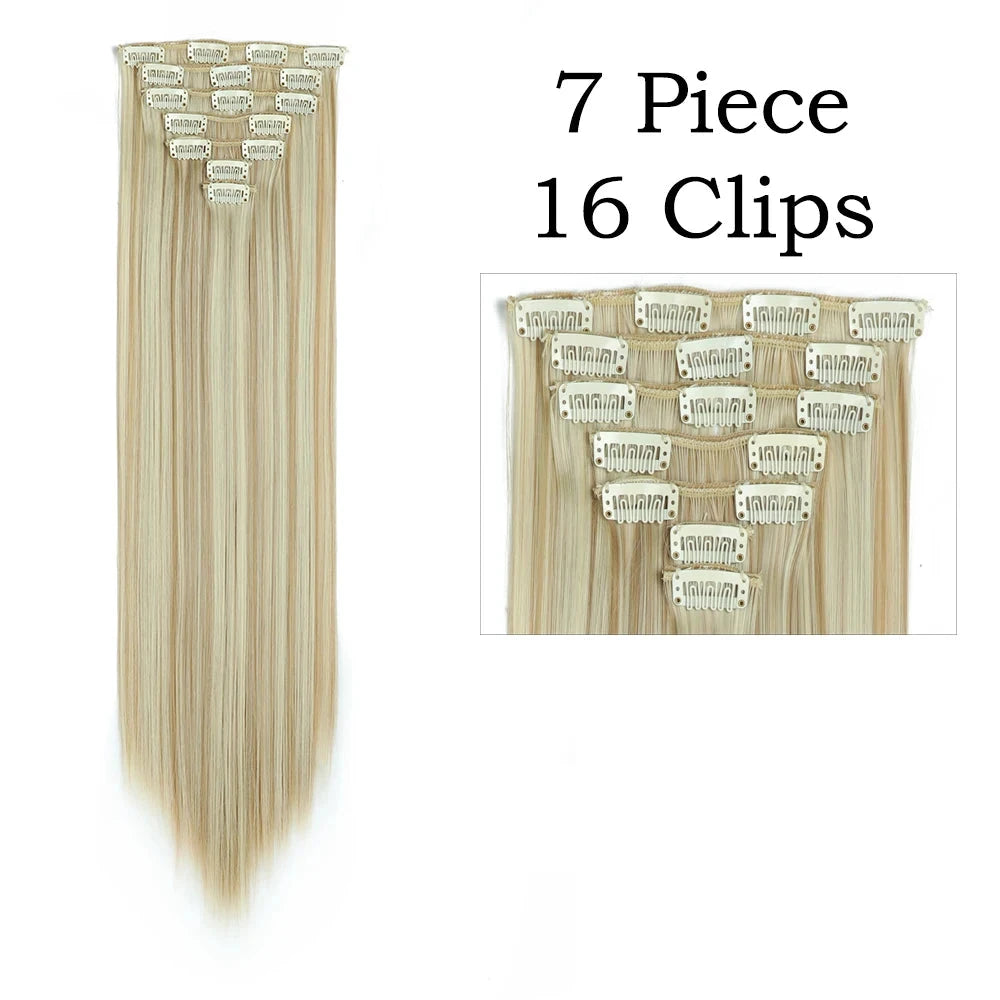 Sleek Luxe 24" Clip-In Straight Hair Extensions - Heat Resistant Glam Look - Glamorize Hair & Beauty 