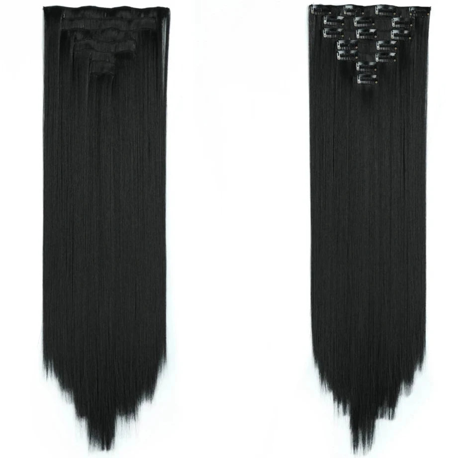 Sleek Luxe 24" Clip-In Straight Hair Extensions - Heat Resistant Glam Look - Glamorize Hair & Beauty 