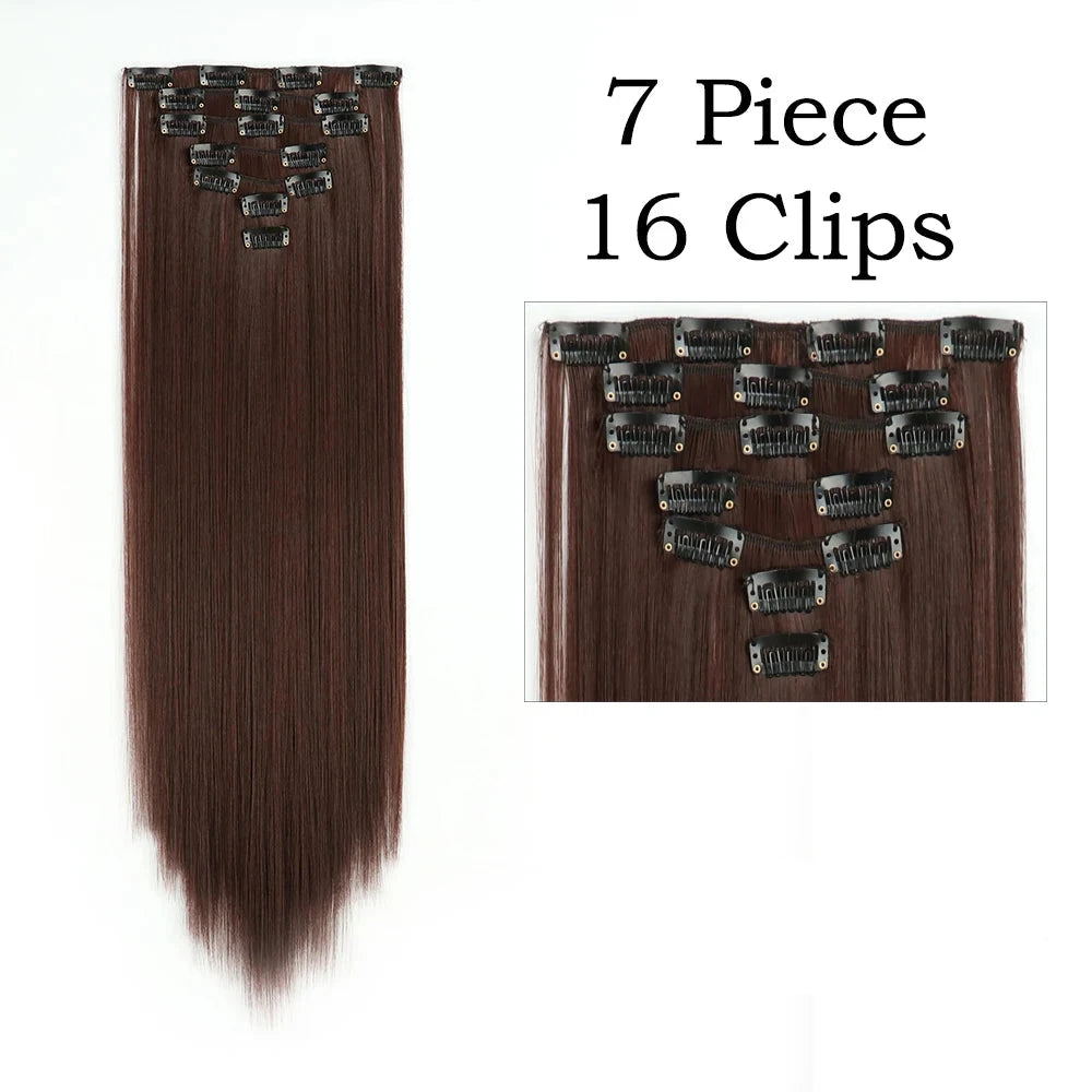 Sleek Luxe 24" Clip-In Straight Hair Extensions - Heat Resistant Glam Look - Glamorize Hair & Beauty 