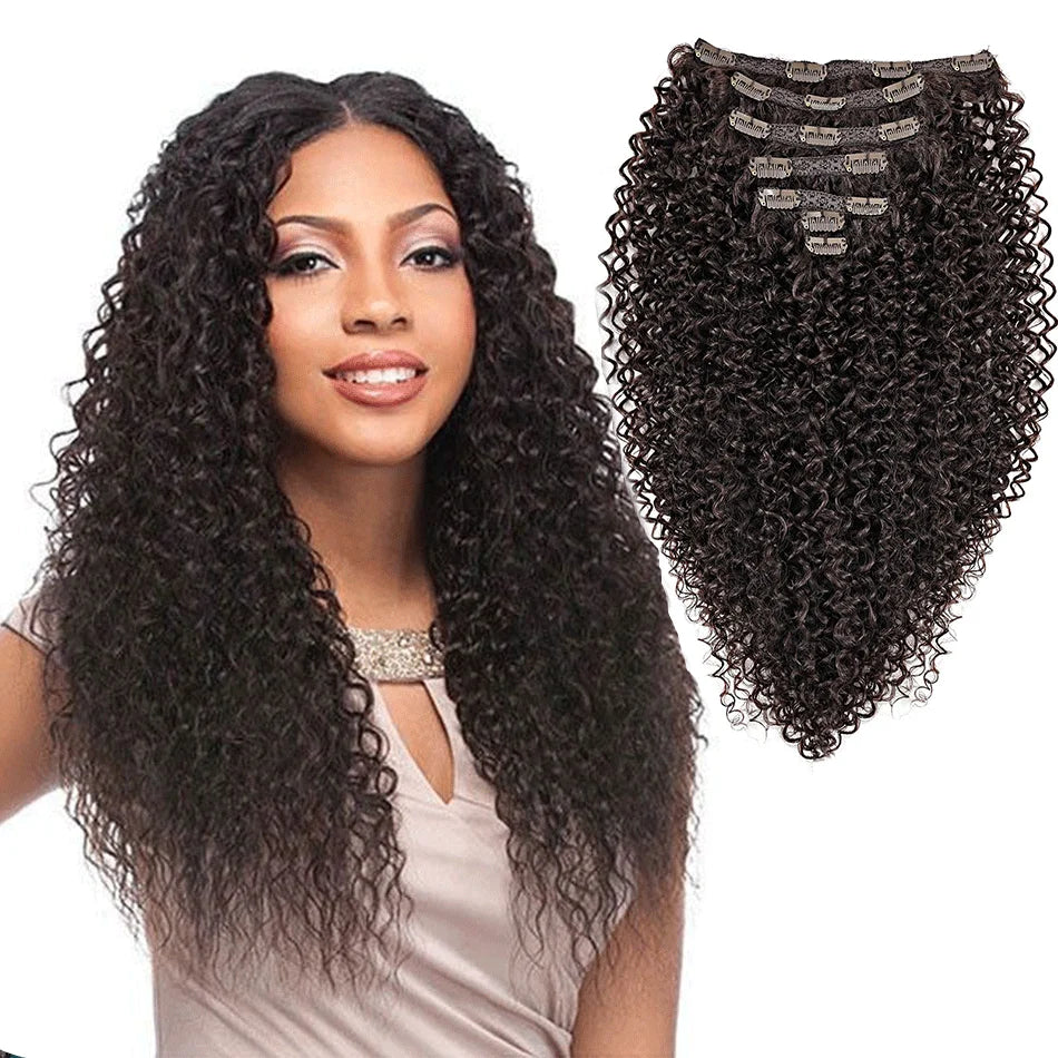 Afro Kinky Curly Clip-In Extensions – Full Head 26" Voluminous Hairpiece - Glamorize Hair & Beauty 