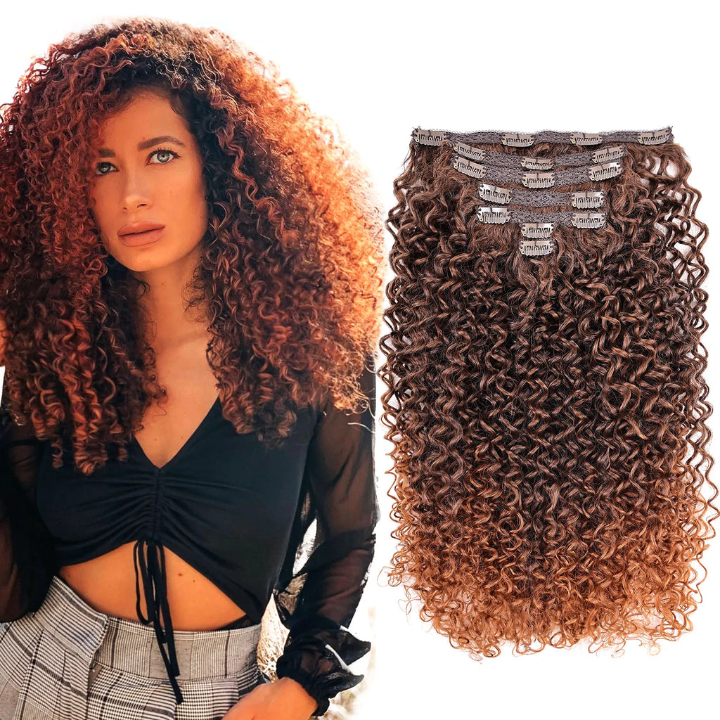 Afro Kinky Curly Clip-In Extensions – Full Head 26" Voluminous Hairpiece - Glamorize Hair & Beauty 