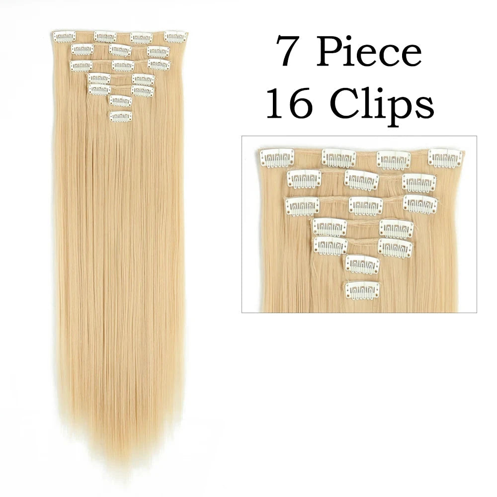 Sleek Luxe 24" Clip-In Straight Hair Extensions - Heat Resistant Glam Look - Glamorize Hair & Beauty 