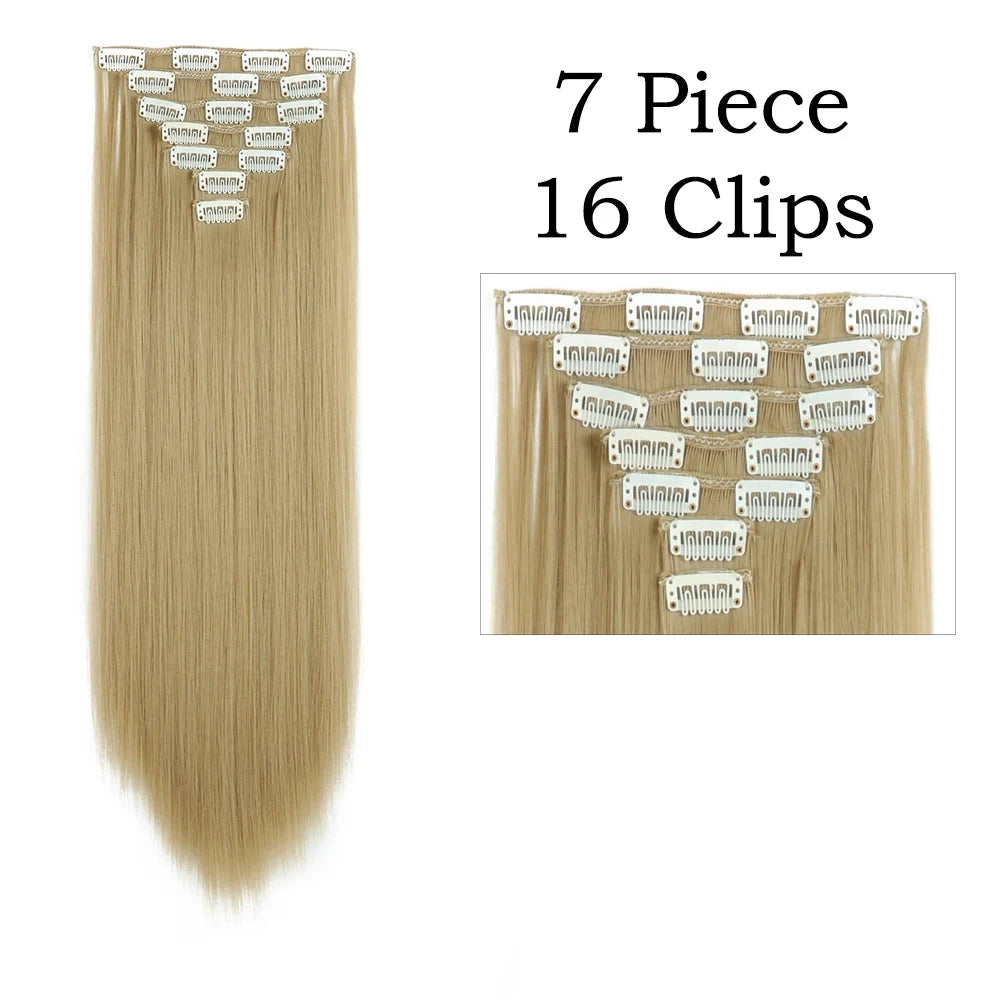 Sleek Luxe 24" Clip-In Straight Hair Extensions - Heat Resistant Glam Look - Glamorize Hair & Beauty 