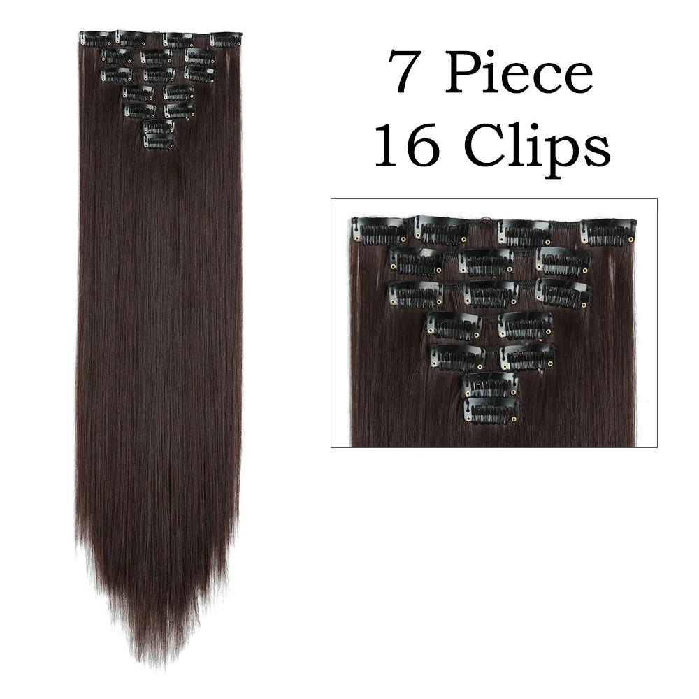 Sleek Luxe 24" Clip-In Straight Hair Extensions - Heat Resistant Glam Look - Glamorize Hair & Beauty 