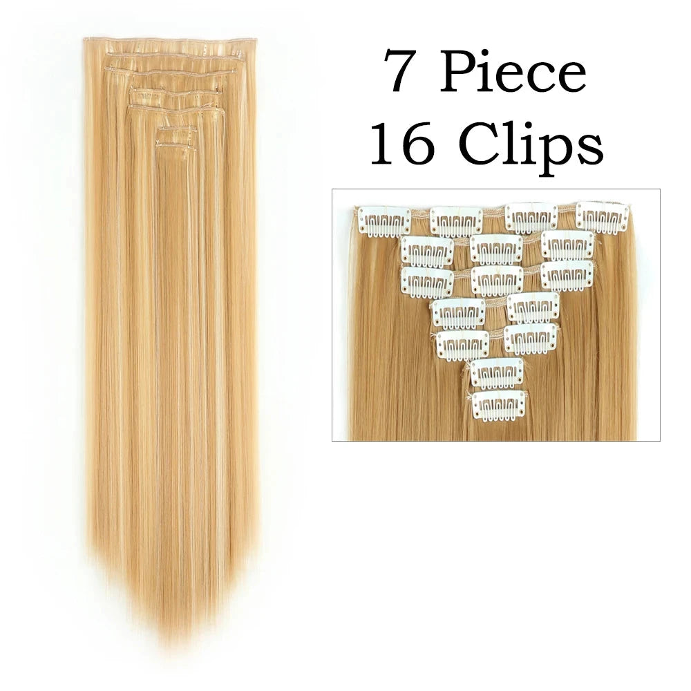 Sleek Luxe 24" Clip-In Straight Hair Extensions - Heat Resistant Glam Look - Glamorize Hair & Beauty 