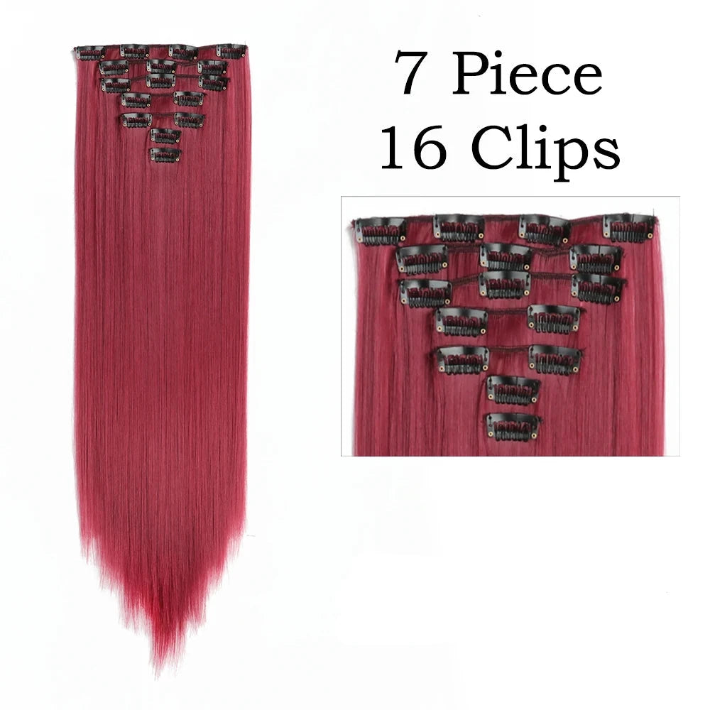 Sleek Luxe 24" Clip-In Straight Hair Extensions - Heat Resistant Glam Look - Glamorize Hair & Beauty 