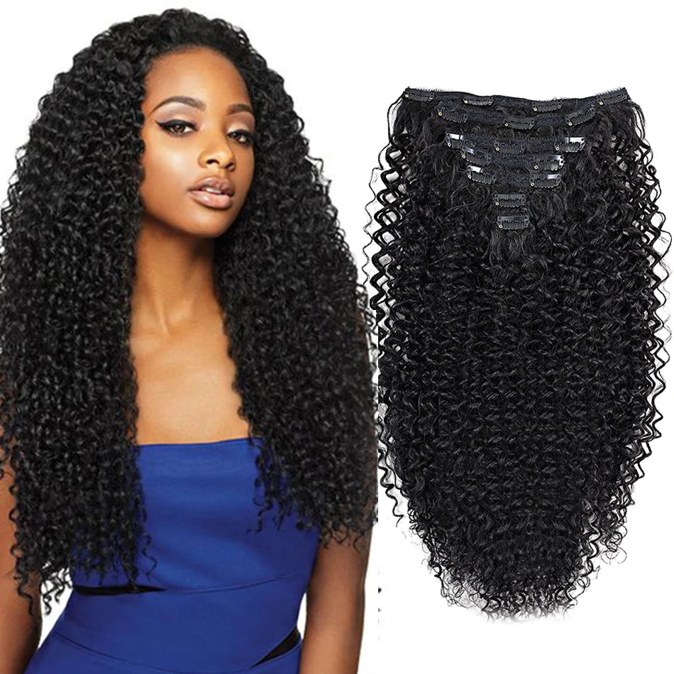 Afro Kinky Curly Clip-In Extensions – Full Head 26" Voluminous Hairpiece - Glamorize Hair & Beauty 