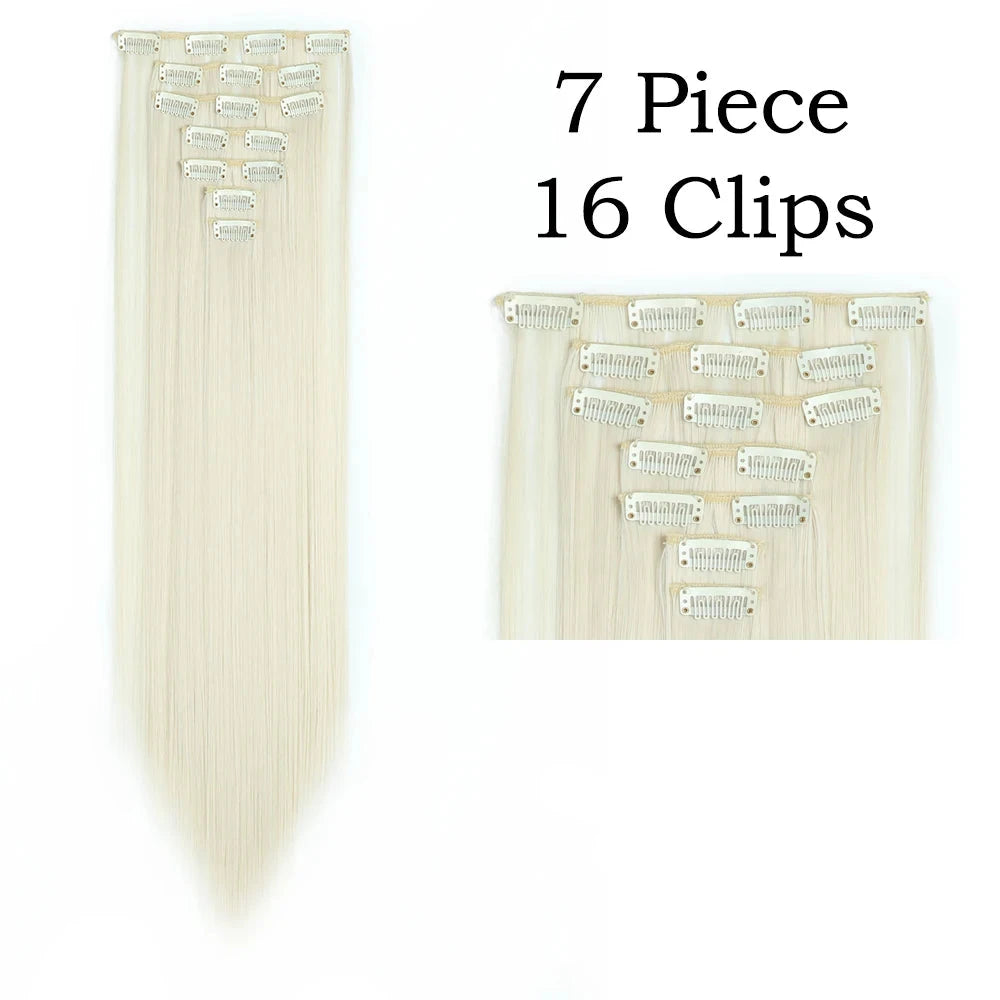 Sleek Luxe 24" Clip-In Straight Hair Extensions - Heat Resistant Glam Look - Glamorize Hair & Beauty 