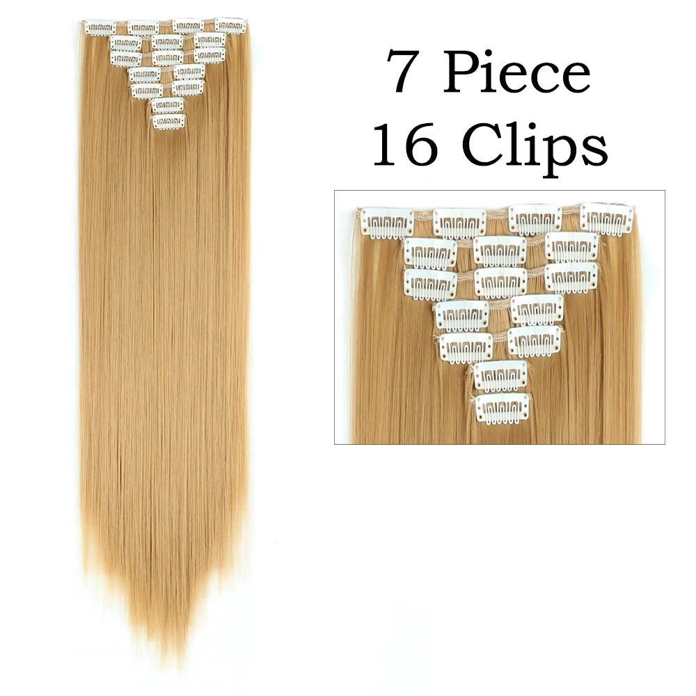 Sleek Luxe 24" Clip-In Straight Hair Extensions - Heat Resistant Glam Look - Glamorize Hair & Beauty 