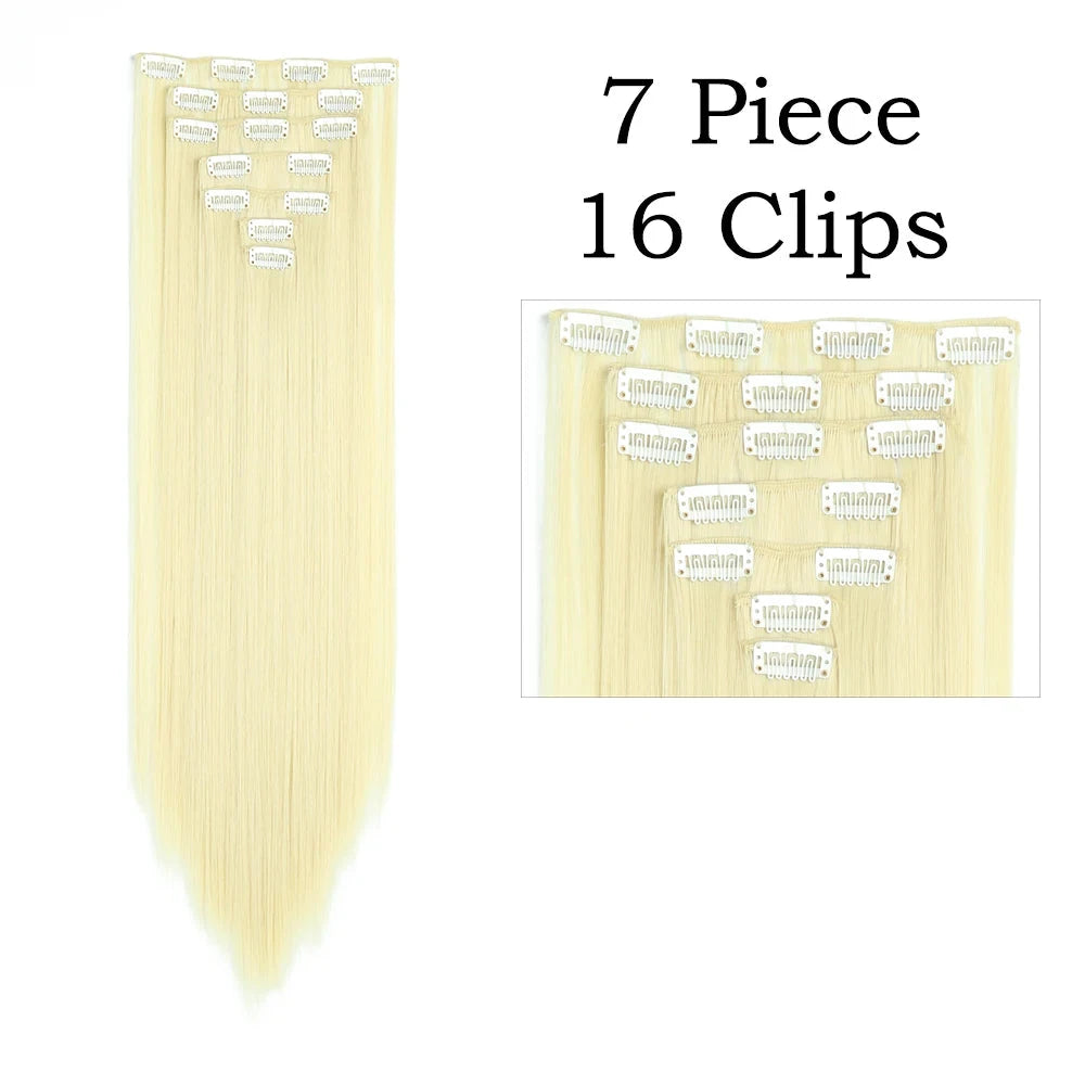 Sleek Luxe 24" Clip-In Straight Hair Extensions - Heat Resistant Glam Look - Glamorize Hair & Beauty 