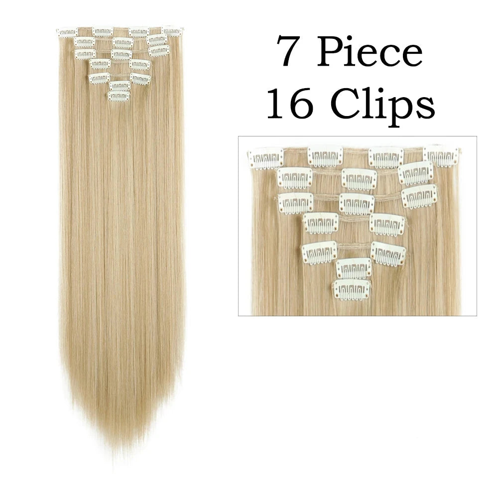 Sleek Luxe 24" Clip-In Straight Hair Extensions - Heat Resistant Glam Look - Glamorize Hair & Beauty 