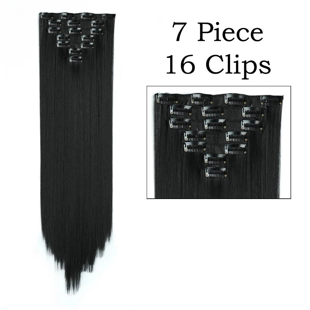 Sleek Luxe 24" Clip-In Straight Hair Extensions - Heat Resistant Glam Look - Glamorize Hair & Beauty 