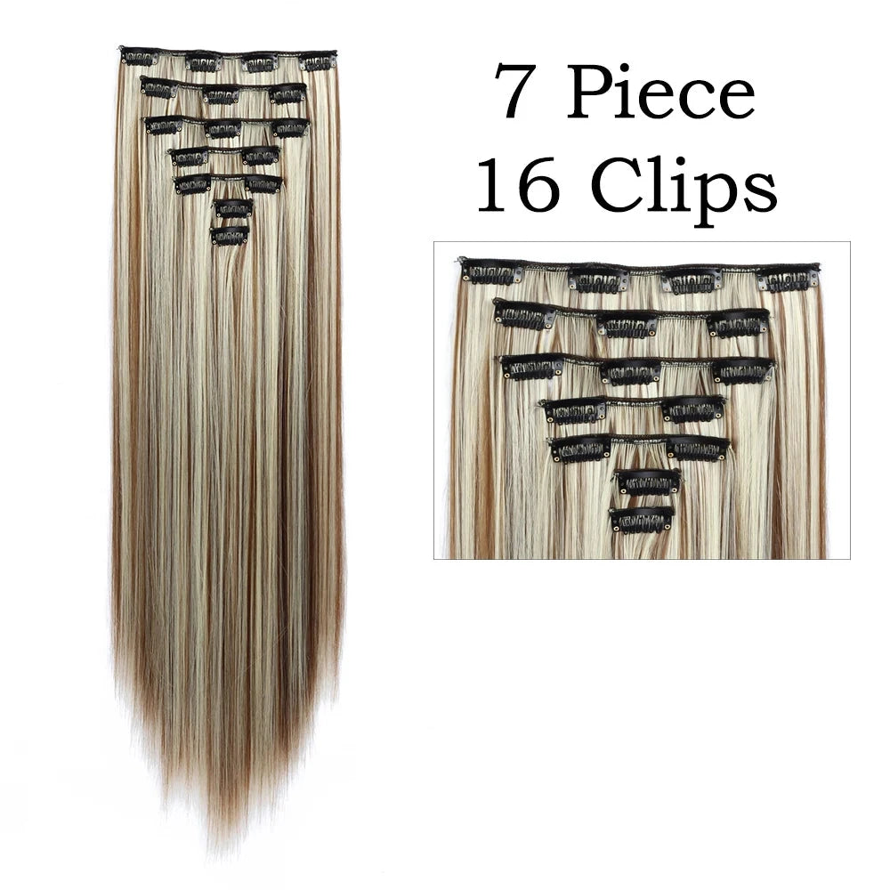 Sleek Luxe 24" Clip-In Straight Hair Extensions - Heat Resistant Glam Look - Glamorize Hair & Beauty 