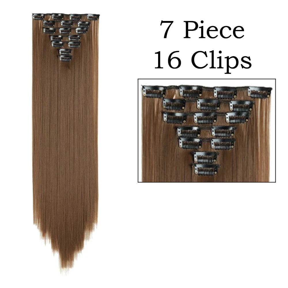 Sleek Luxe 24" Clip-In Straight Hair Extensions - Heat Resistant Glam Look - Glamorize Hair & Beauty 