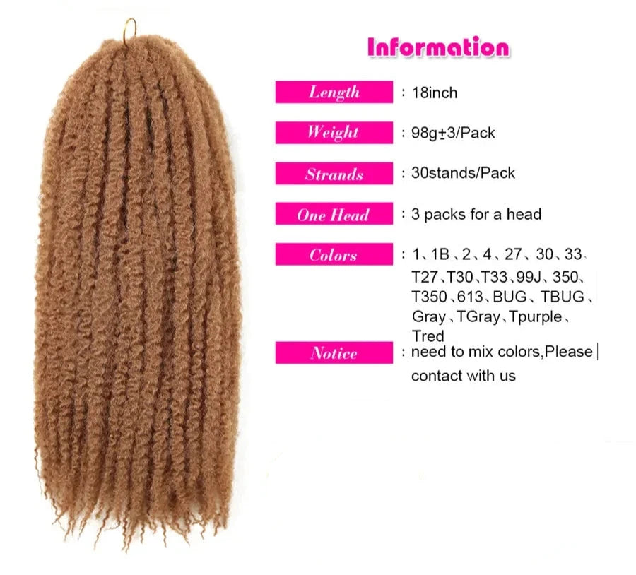 Twist & Shout 18" Afro Kinky Marley Braiding Hair – Bold & Bouncy Extensions - Glamorize Hair & Beauty 