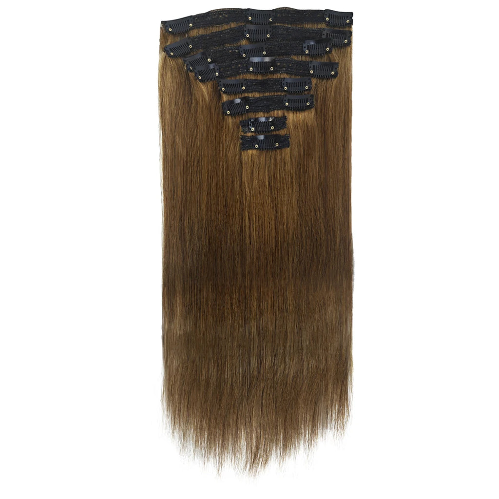 Sleek Straight Clip-In Extensions – Brazilian Remy Human Hair - Glamorize Hair & Beauty 