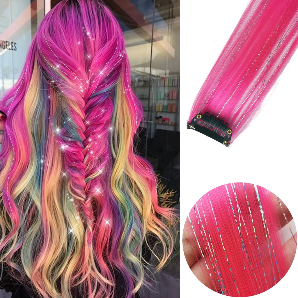 Vibrant Party Highlights – 22" Clip-In Multi-Color Hair Extensions - Glamorize Hair & Beauty 