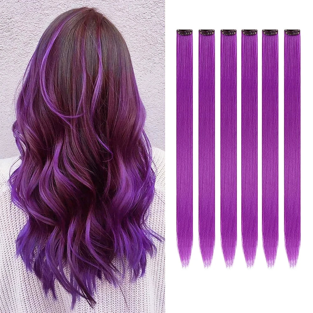 Vibrant Party Highlights – 22" Clip-In Multi-Color Hair Extensions - Glamorize Hair & Beauty 