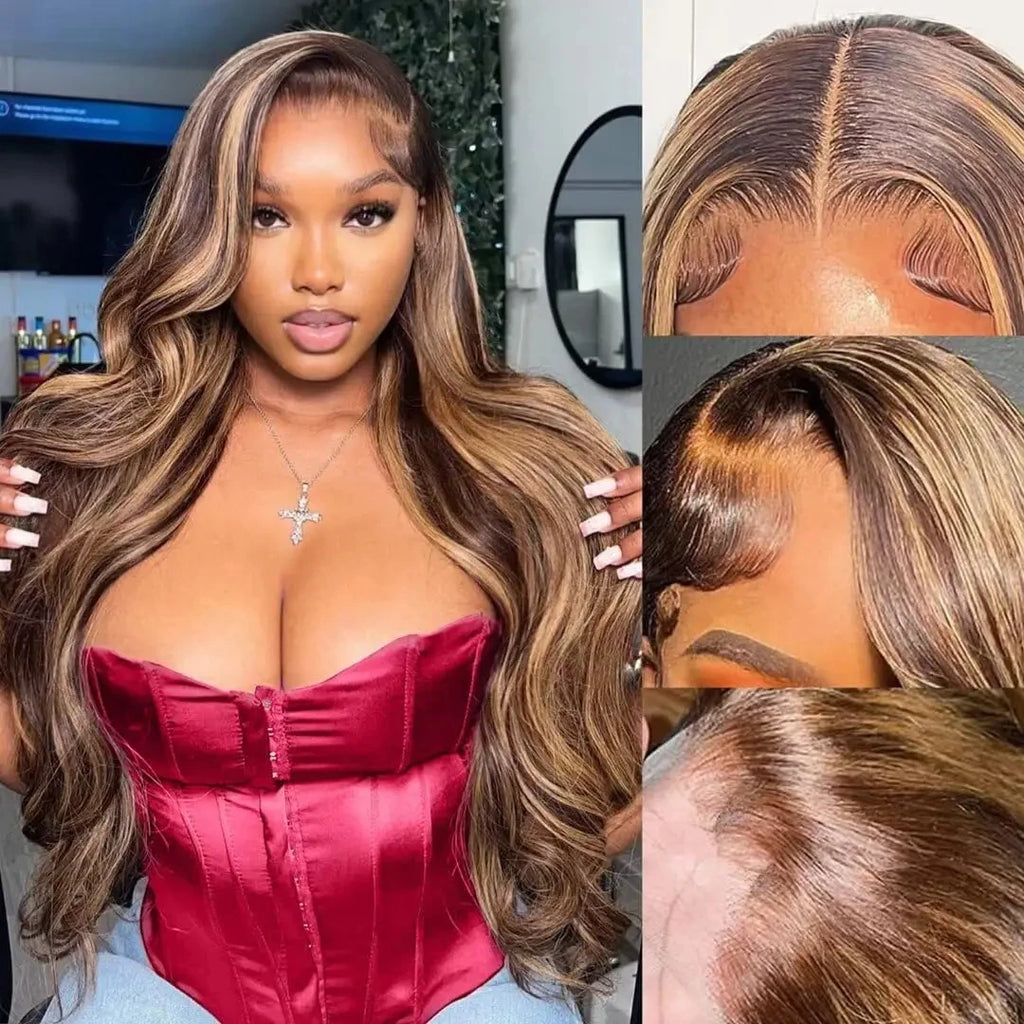 HoneyGlam Highlight Body Wave Wig – 13x4 HD Lace Frontal Wig - Glamorize Hair & Beauty 