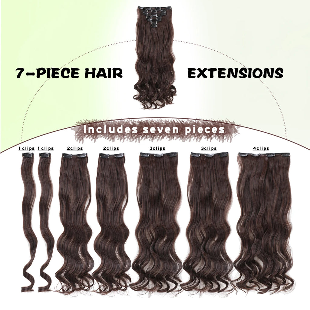 GlamWave Clip-In Extensions – 22" Luxe Wavy Set - Glamorize Hair & Beauty 