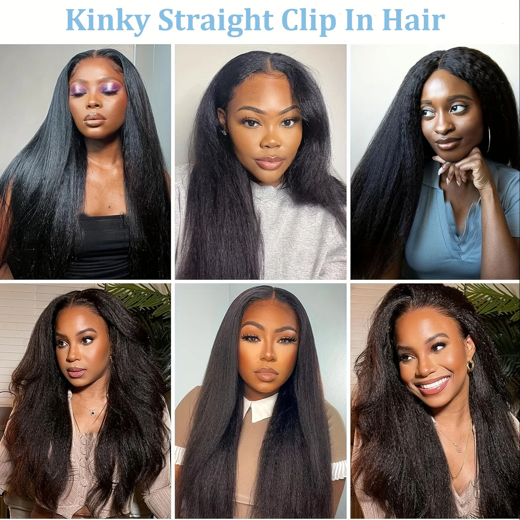 Kinky Straight Clip-In Extensions – 100% Brazilian Remy Human Hair - Glamorize Hair & Beauty 