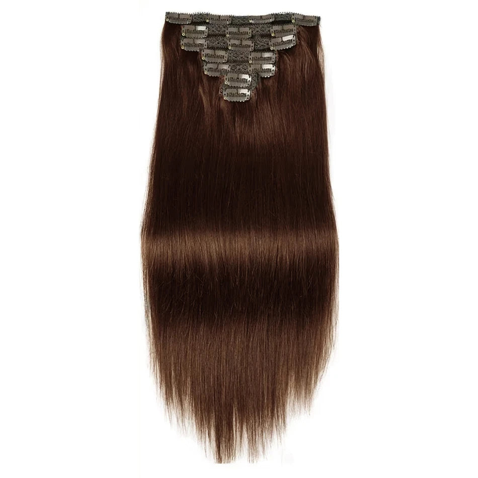 Sleek Straight Clip-In Extensions – Brazilian Remy Human Hair - Glamorize Hair & Beauty 