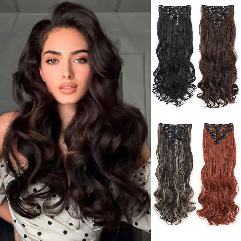 GlamWave Clip-In Extensions – 22" Luxe Wavy Set - Glamorize Hair & Beauty 