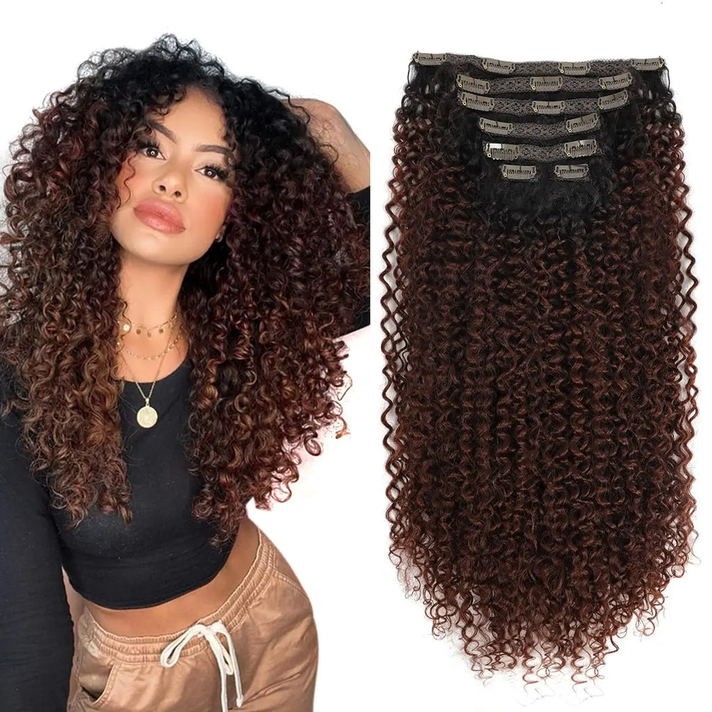 Afro Kinky Curly Clip-In Extensions – Full Head 26" Voluminous Hairpiece - Glamorize Hair & Beauty 