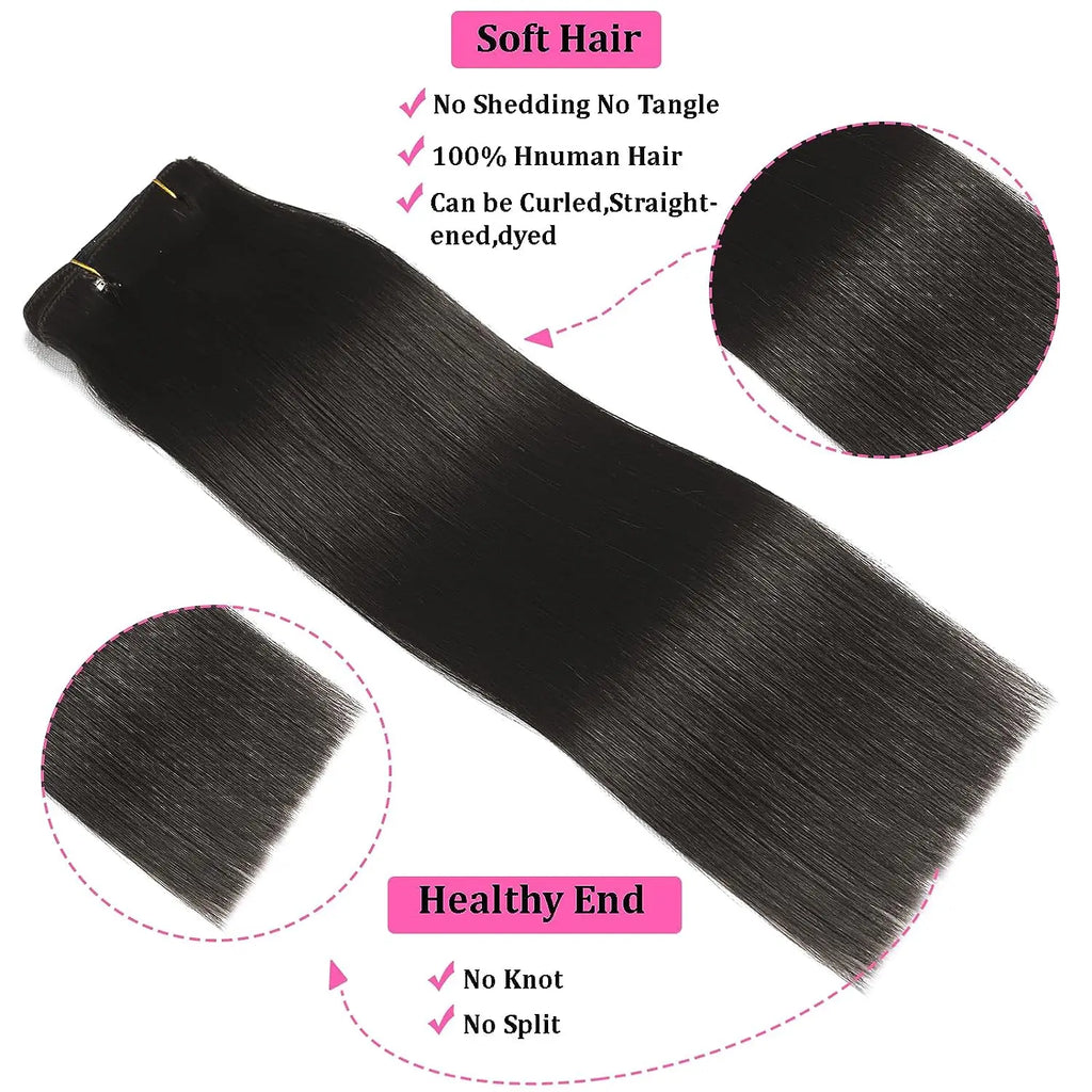 Silky Straight Clip-In Extensions – 100% Brazilian Virgin Hair - Glamorize Hair & Beauty 