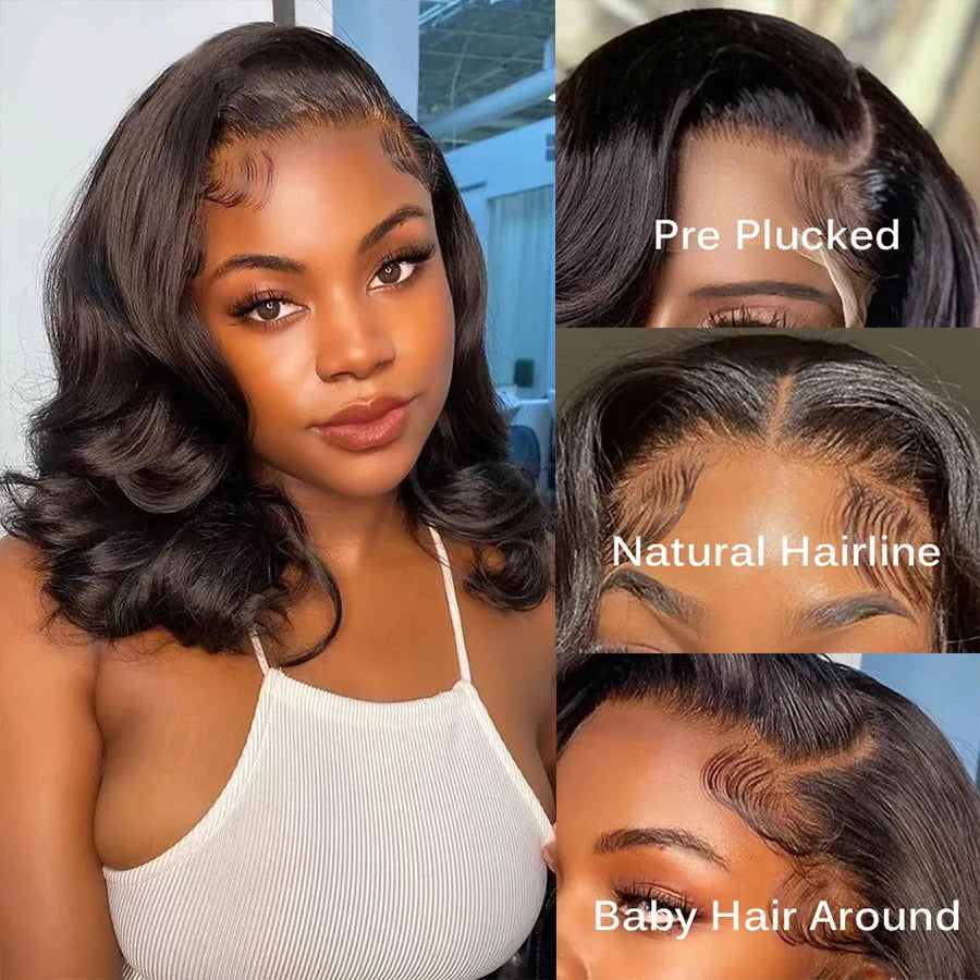 Luxe Body Wave Bob – 13x6 Transparent Lace Frontal Wig, 100% Virgin Remy Hair - Glamorize Hair & Beauty 