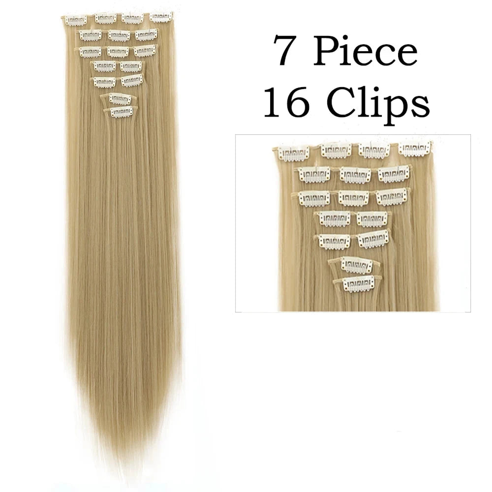 Sleek Luxe 24" Clip-In Straight Hair Extensions - Heat Resistant Glam Look - Glamorize Hair & Beauty 