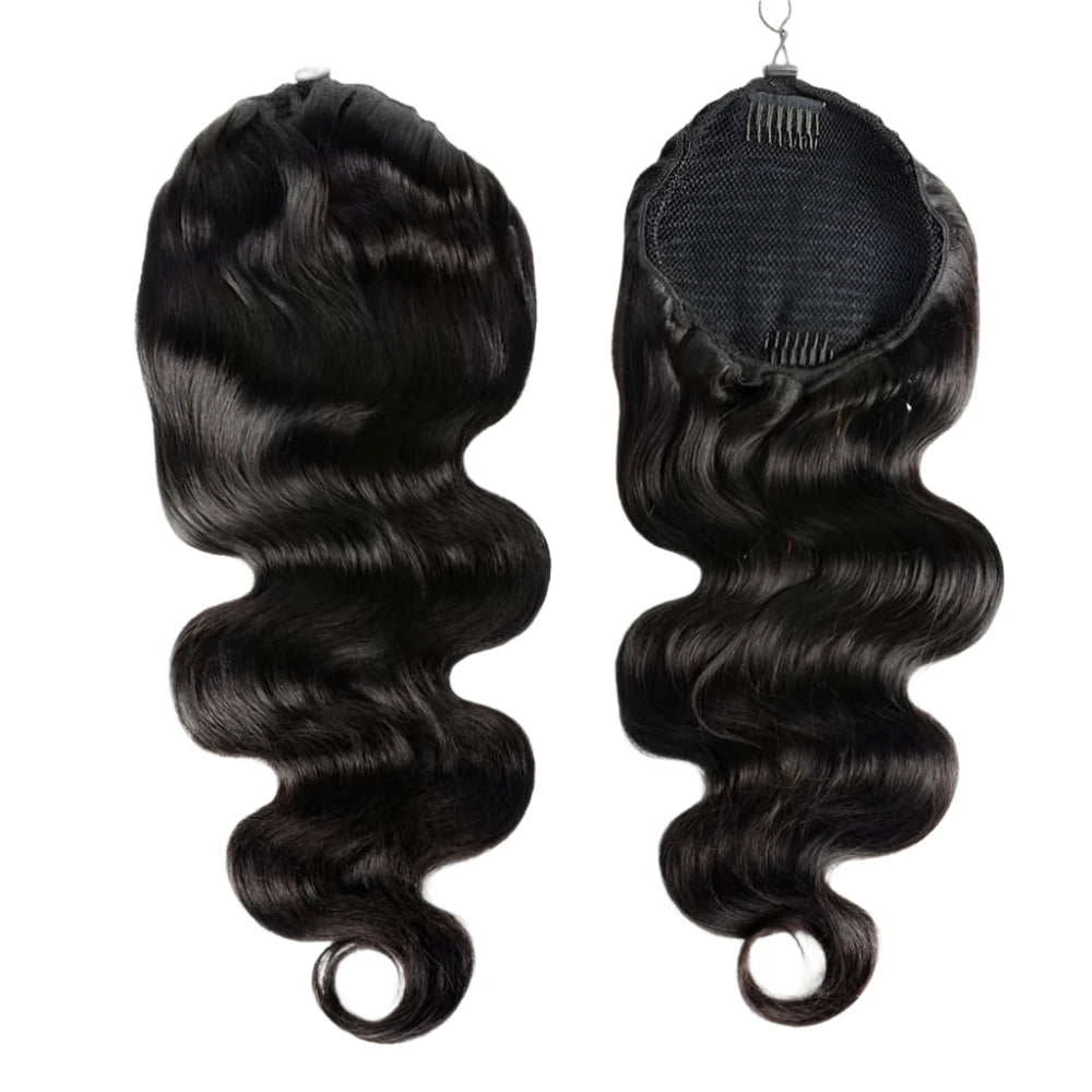 Lux Brazilian Body Wave Ponytail – Wrap Around Drawstring Extension - Glamorize Hair & Beauty 