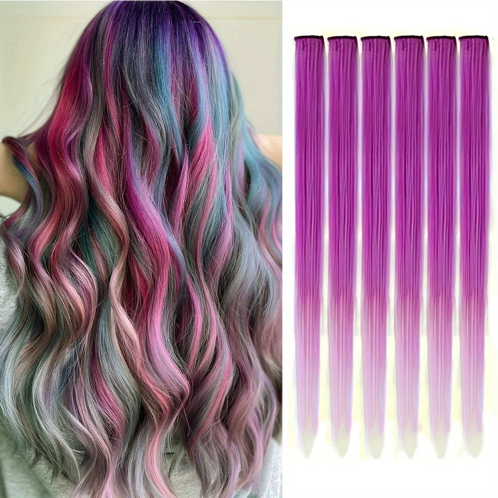 Vibrant Party Highlights – 22" Clip-In Multi-Color Hair Extensions - Glamorize Hair & Beauty 