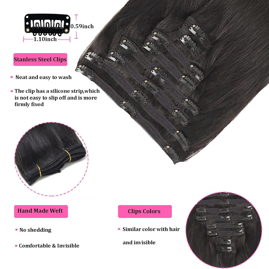 Silky Straight Clip-In Extensions – 100% Brazilian Virgin Hair - Glamorize Hair & Beauty 