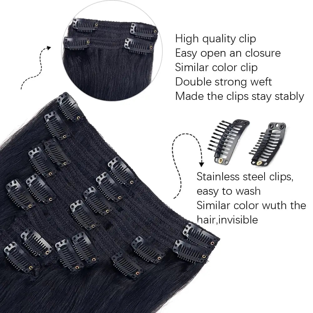 Silky Seamless Clip-In Extensions – 100% Real Human Hair - Glamorize Hair & Beauty 