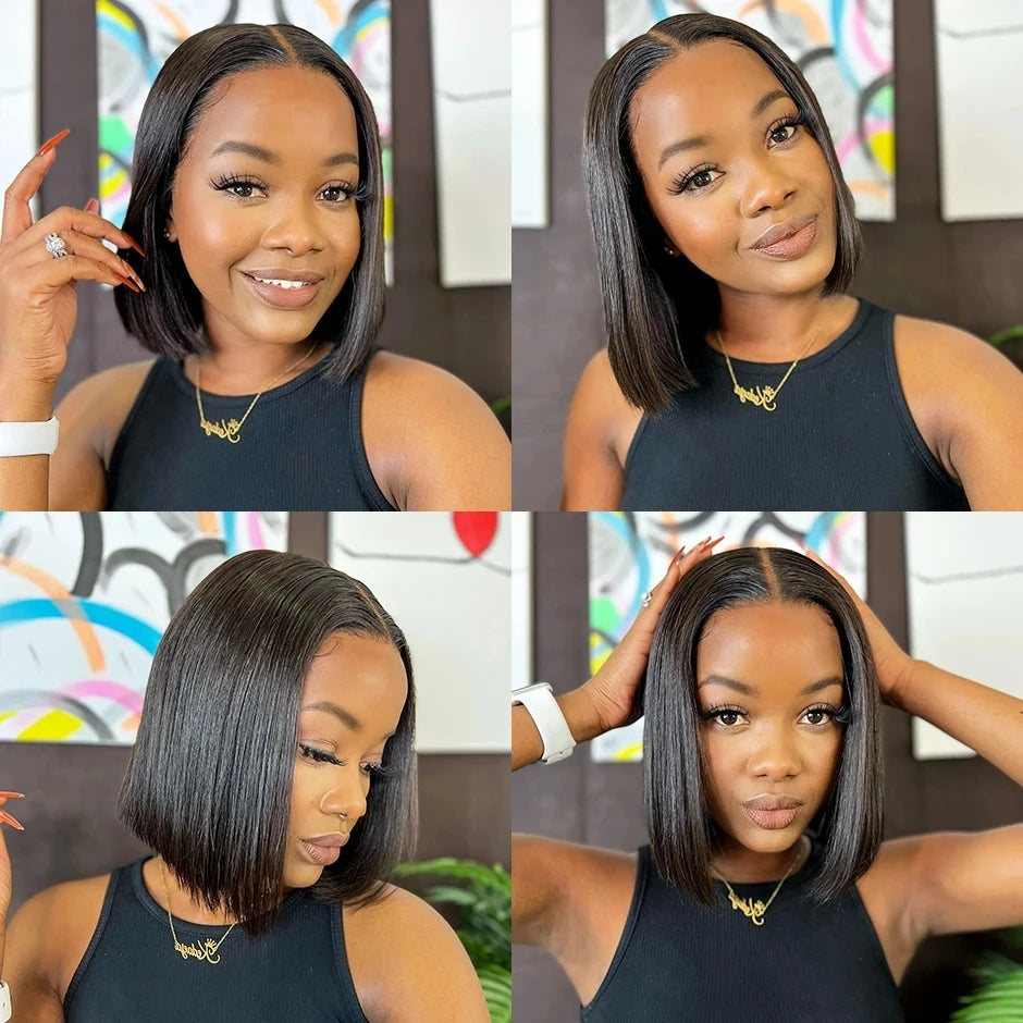 SleekTress T-Part Lace Bob Wig – Brazilian Straight Elegance - Glamorize Hair & Beauty 