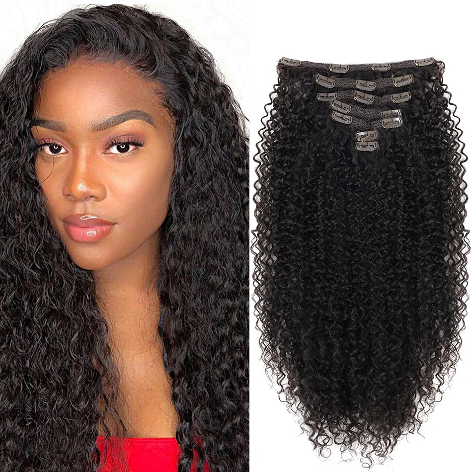 Afro Kinky Curly Clip-In Extensions – Full Head 26" Voluminous Hairpiece - Glamorize Hair & Beauty 