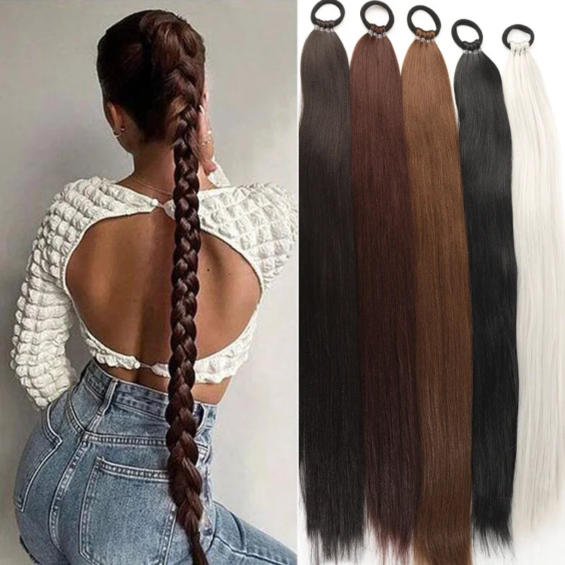 Velvet 28" Luxe Ponytail Extension – Versatile DIY Braided Style - Glamorize Hair & Beauty 