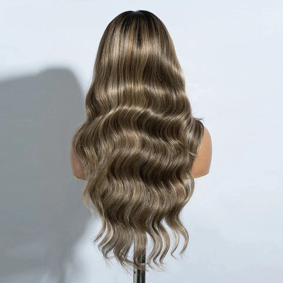 Glam Wave 26" Ombre Lace Front Wig – Honey Brown & Blonde Highlights - Glamorize Hair & Beauty 